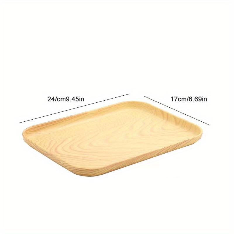 1pc, Tea Cup Tray, Plastic Rectangle Coffee Tray, Plastic Wooden Pattern Dessert Tray, Decorative Fruit Tray,Breakfast Food Tray, Multifunctional Snac, Kitchenware