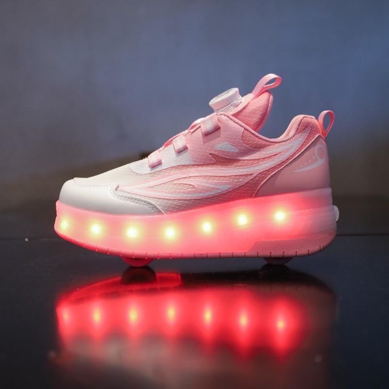 USB Charging LED Light Up Shoes for Kids, Night Glow Roller Skates, Unisex Children Sneakers, Running & Casual Sports Shoes, Footwear Athletic Trainer, Round Toe Trainers, Low Top Trainer, Trendy Trainers, Sports Training Shoes