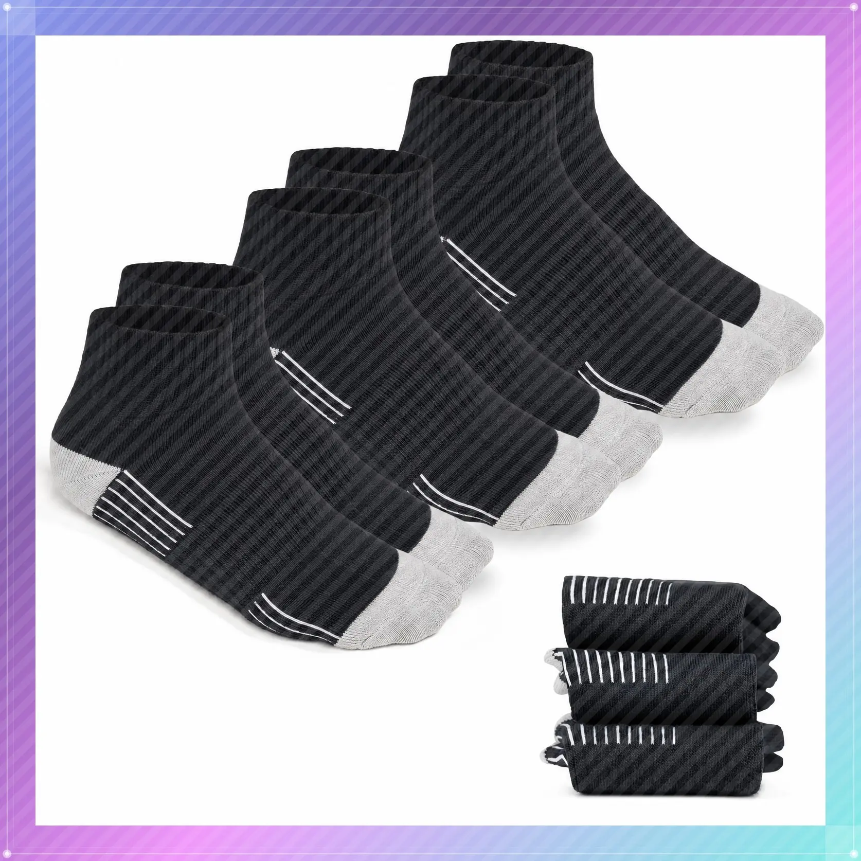 Premium Bamboo Rayon Quarter Crew Socks for Men Moisture Wicking Odor Control Cushioned Sole Breathable Work SocksGift