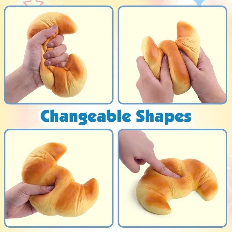 Anboor Slow Rising Squishies Toys for Kids, Bread Squishys Foam Food Croissant, Jumbo Big Stress Squishes, Cute Giant Squeeze Toy