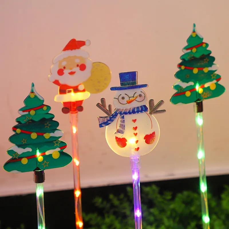 Solar Christmas Lights Outdoor Set, Auto On/off Lawn Garden Yard Decorations, Santa Snowman Tree Designs, Ground Stake Holiday Lighting, Waterproof Tree Light