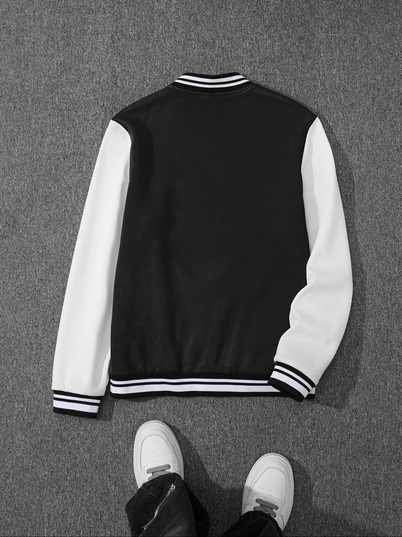 Men's Baseball Jacket Coats Colorblock Long Sleeve, Fitted Casual Campus Style, Comfortable Daily Wear, Thick Fabric Knit for Fall & Winter,Fall outfits, Clothes