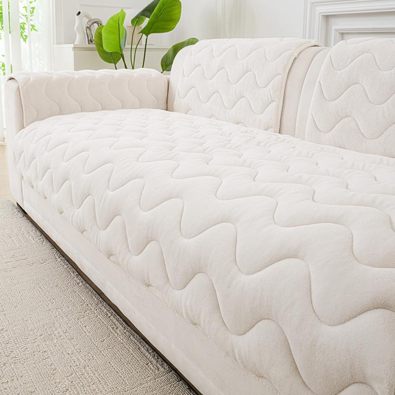 1pc Fluffy Couch Cushion, Pet-Friendly for All Seasons, Full Armrest Cover for Home Protection, Slip-Resistant and Machine Washable, Suitable for Single, Double, Triple, and Other Combination Sofas