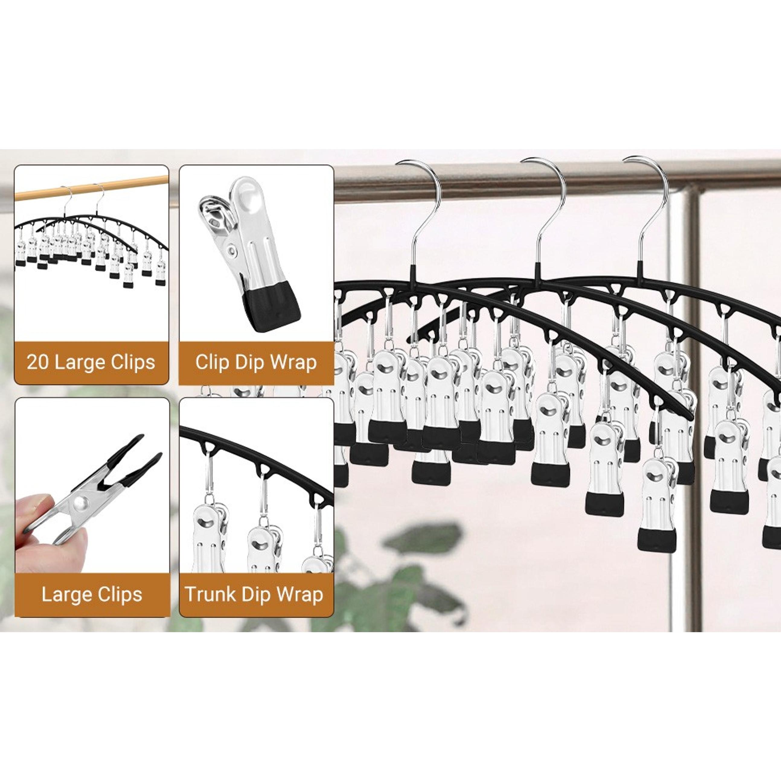 Metal Legging Organizer Hangers for Closet Room, 2-Pack with 10 Clips Holds 20 Items, Space-Saving Storage for Pants, Shorts, Scarves, Hats (Black), Hanging