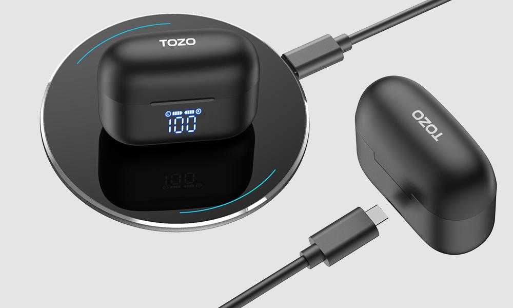 TOZO T20 Wireless Earbuds Bluetooth Headphones 48.5 Hrs Playtime with LED Digital Display Audio Earphones Noise Electronic Headset Charging Chargeable mini headphones in-ear earphone FathersDayGift