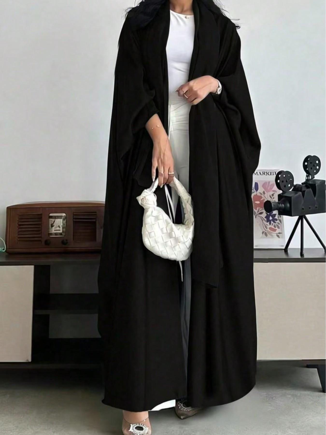 Modest Loose Abaya, 7 Colors Available, Plain Open Front Coat for Daily Commute, No Scarf Included, Women's Casual Fashion Abaya