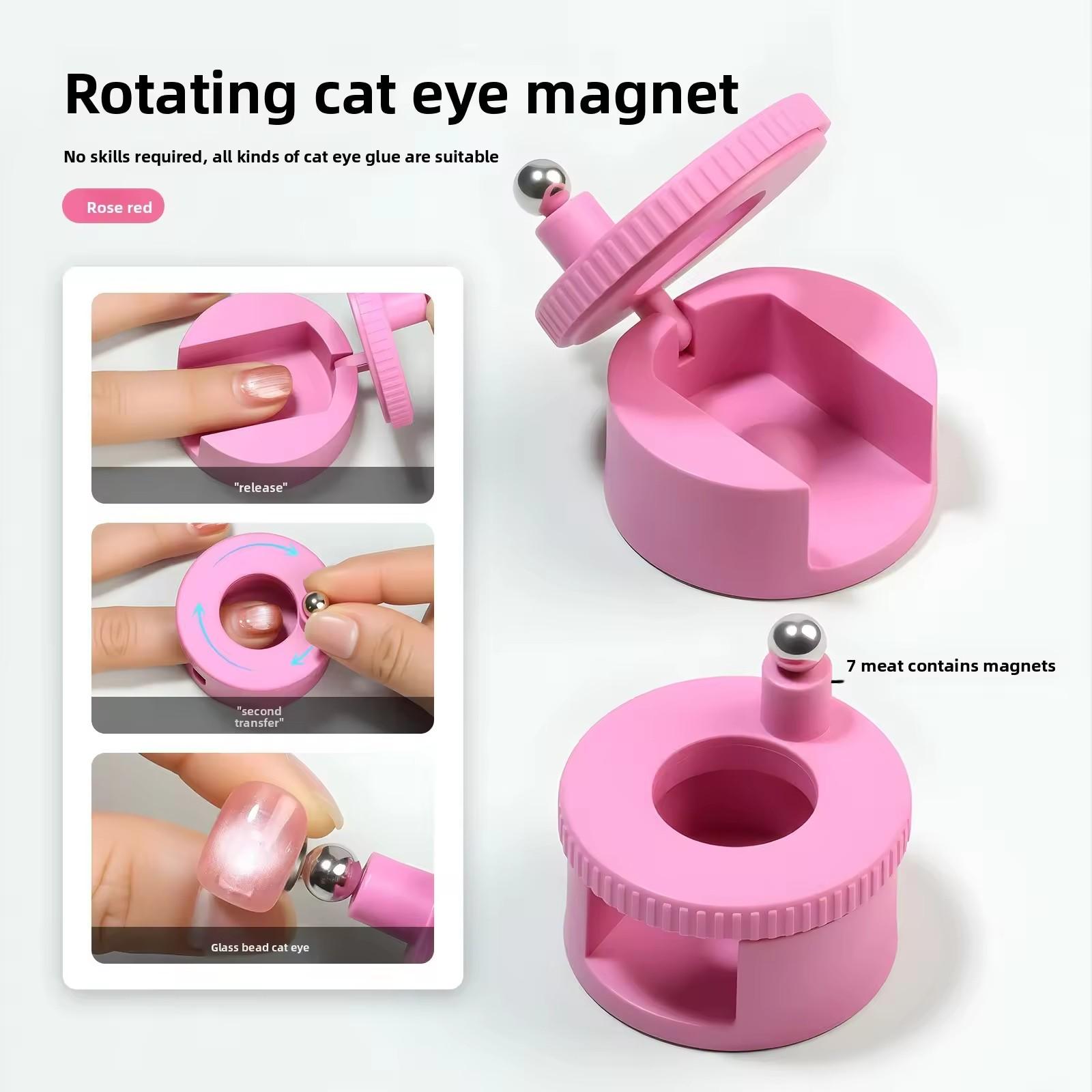 360-Degree Automatic Rotation Magnetic Cat Eye Nail Art Tool, Strong Magnet Wide Light Cat Eye Beads, Dual-Headed Manicure Kit, Nail Care