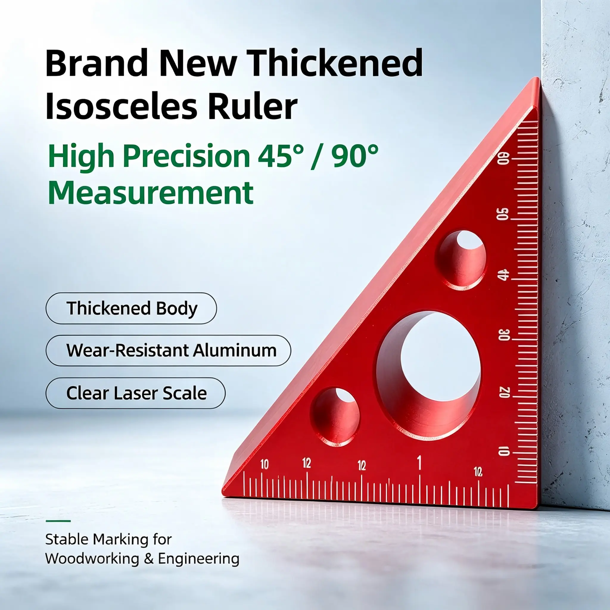 Aircraft Aluminum Triangle Square Rule, Precision Woodworking Line Marker, 45/90 Degree Angle Measurement Tool, Cnc Machined