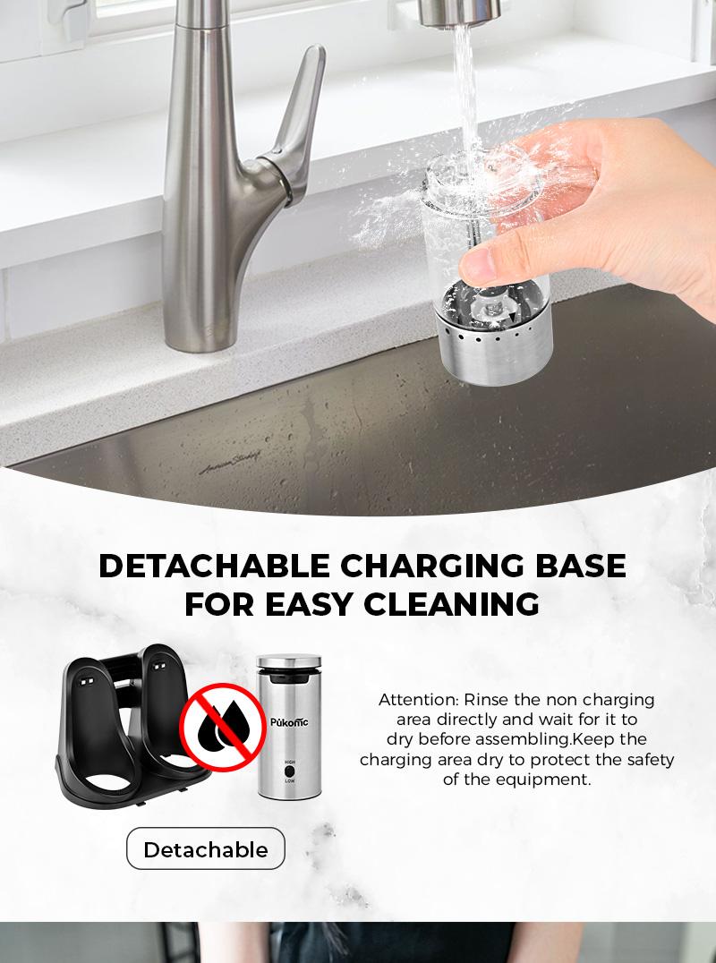 PUKOMC Rechargeable Salt & Pepper Grinder Set: 6 Settings, One-Hand Use,Detachable for Cleaning - Includes 12 Refills & Accessories! Kitchen Seasoning Utensils Coarseness Adjustable Base Style