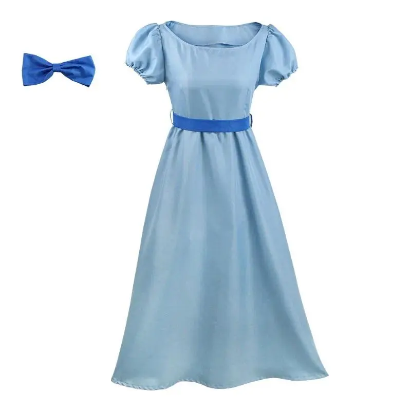 Princess Wendy Full Set Dress Pan Peter for Women Girl Halloween Party Cosplay Costume Summer Halloween Maxi Dress with Headwea
