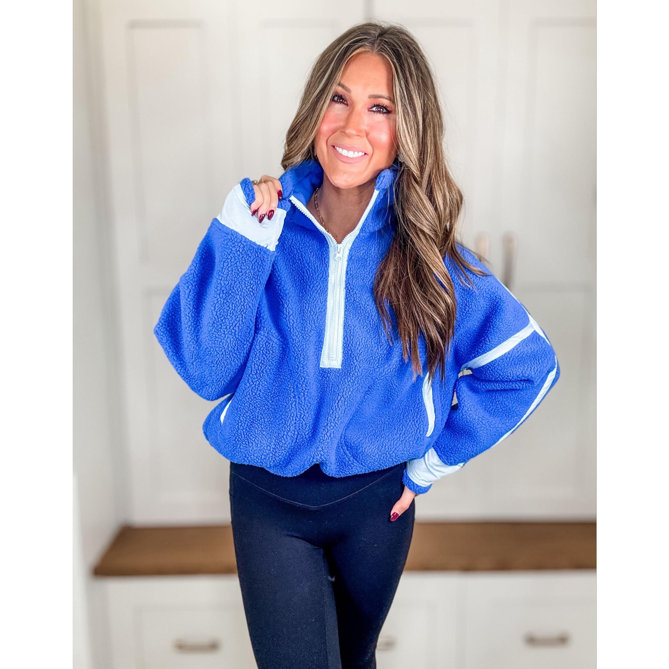 Buenoble Women's Half Zip Sherpa Fleece Pullover Soft Oversized Sweatshirt Jacket with Pockets SpringStatements