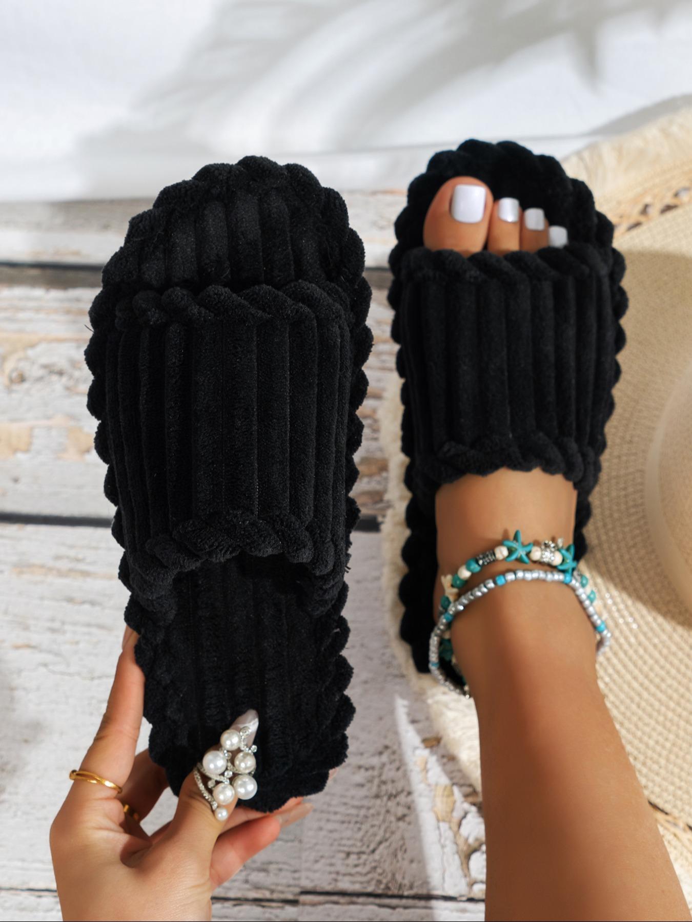 Women's Home Comfortable Slippers, Half Strap Slippers, Fluffy Fleece Autumn Winter Cold Protection Warm Design, Simple Versatile Bedroom Soft Slippers, Suitable for Daily Indoor Leisure Occasions, Must-have for Gifts, Footwear