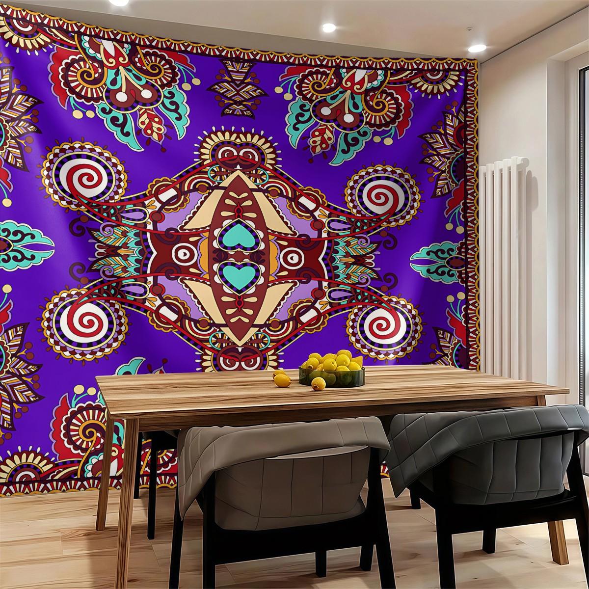 1Pcs Boho Paisley Printed Tapestry, Vintage Ethnic Style Wall Hanging, Soft Durable Decorative Tapestries, Vibrant Digital Print Art Tapestrys, Ideal for Living Room, Bedroom, Dorm, Studio, Home Wall Decor