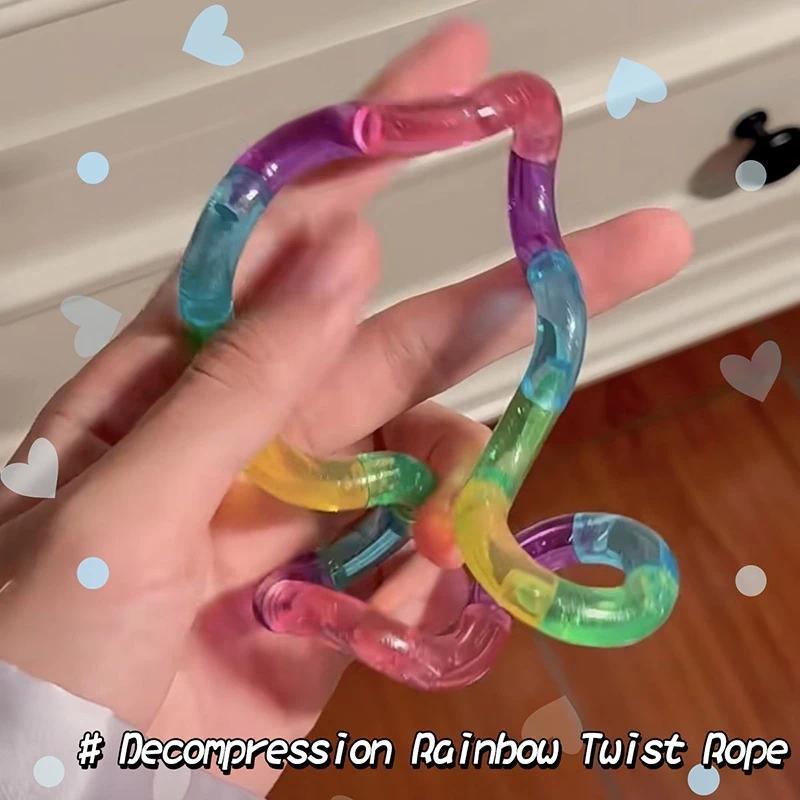 Deformable Rope Fidget Toy Deformation Rope Knot Pressure Stress Relief Toys Rrainbow Color Anti Stress Deformable Rope Best Toy