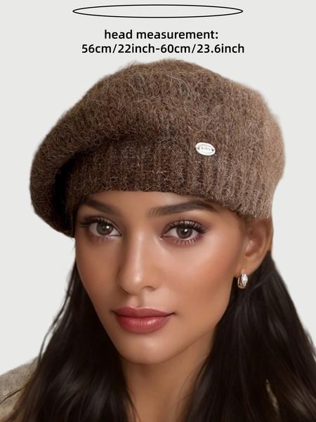 Women's Fitted Beret Hat, Plain Woven Fabric, Casual Style, All Season Wear, Perfect for Daily Use, Knit Hat