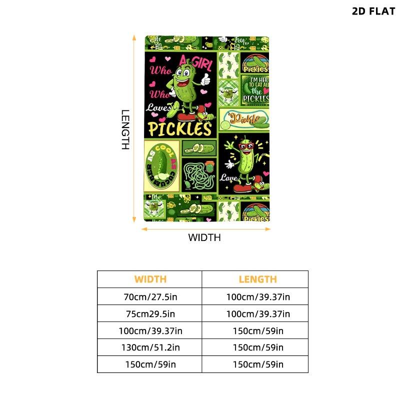 Fun Pickle - Themed Throw Blanket, Single - sided Printed, Multiple Specifications Available, Vibrant Cartoon Pickles Design, Perfect for Napping, Leisure Time, Add a Playful Touch to Your Space