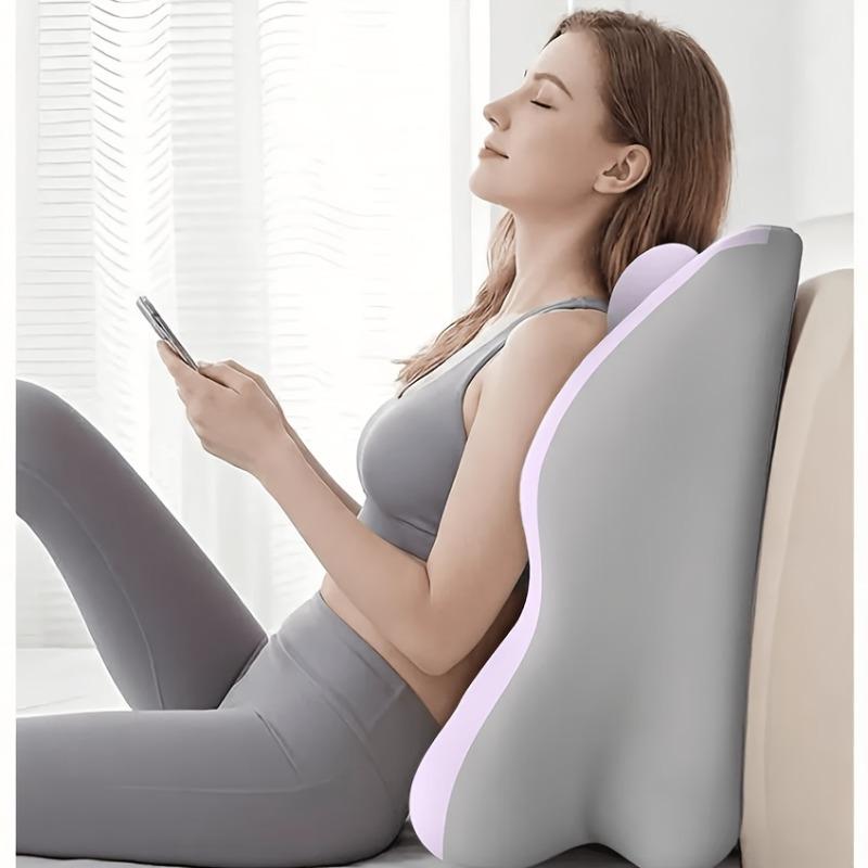 Dual-Person Lumbar Support Pillow with Small Cushion, Multi-Position Back Curve Pad, Curved Supportive Backrest, Washable, Durable, Sofa Bed Headrest, Bed Backrest Dxz-24