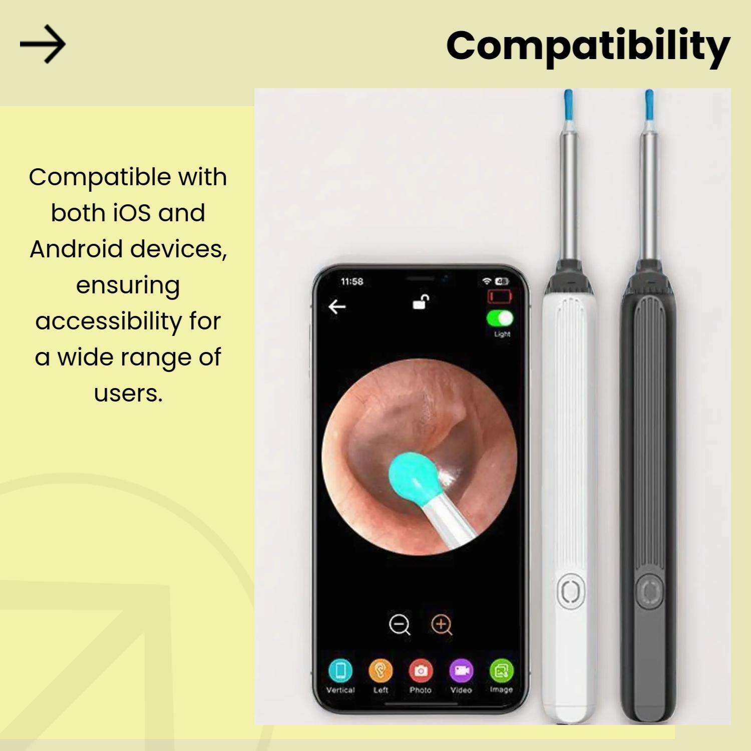 Ear Wax Cleaner with Camera and LED Light, Ear Wax Remover, Ear Pick Set, Complete Ear Cleaning Kit with 6 Spoons and 8 Tools, iOS and Android Compatible Personal Care