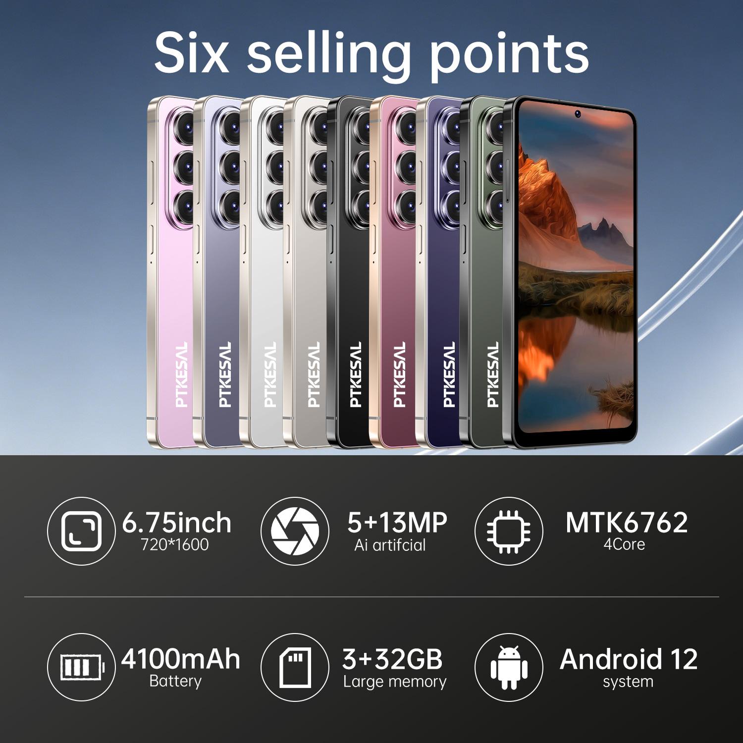 PTKESAL-26 Ultra 4g Smartphone, 6.75-Inch Screen, 3+32GB RAM, Mtk6762 Processor, Android 12, 4100mah Battery, Face Unlock, Stylus Included