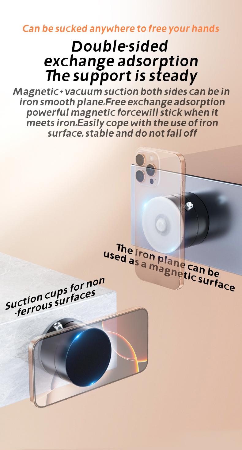 Magnetic Phone Holder Stand, Adjustable & Foldable, Strong Suction Cup, Vacuum Adsorption, Portable Multifunctional Mobile Phone Stand for Car & Multi-Scene Use vacuum magnetic