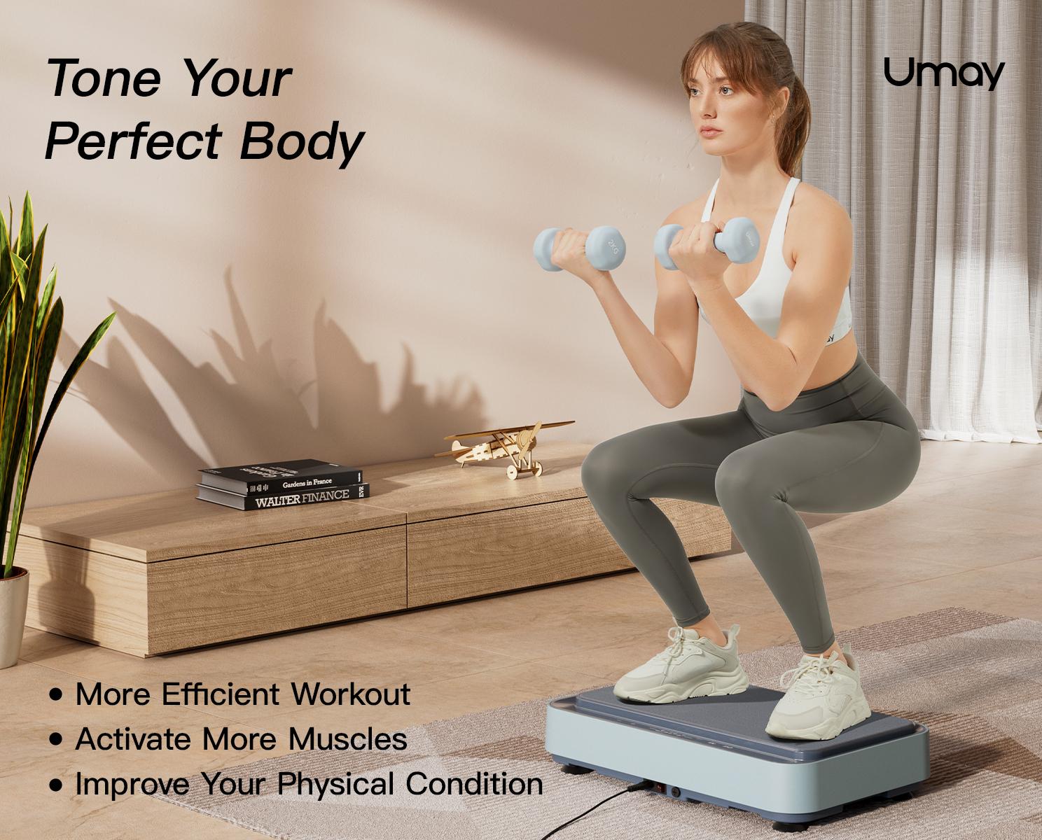 Umay Vibration Plate Fitness Platform Exercise Machine, Lymphatic Drainage Machine, Whole Body Shaker Workout Vibrate Stand Platform with 2 Resistance Bands for Wellness and Fitness