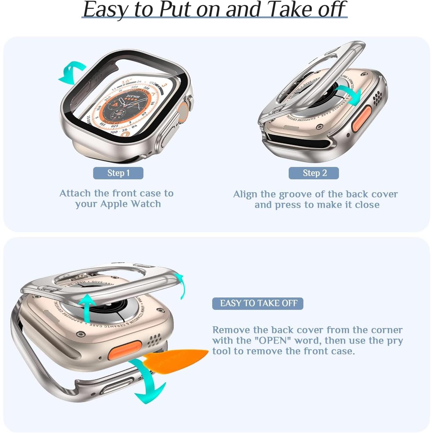 Watch Protective Case, Watch Case with Screen Protector, Watch Protector Compatible with Apple Watch 40mm to 49mm, Smart Watch Accessories, Wearable