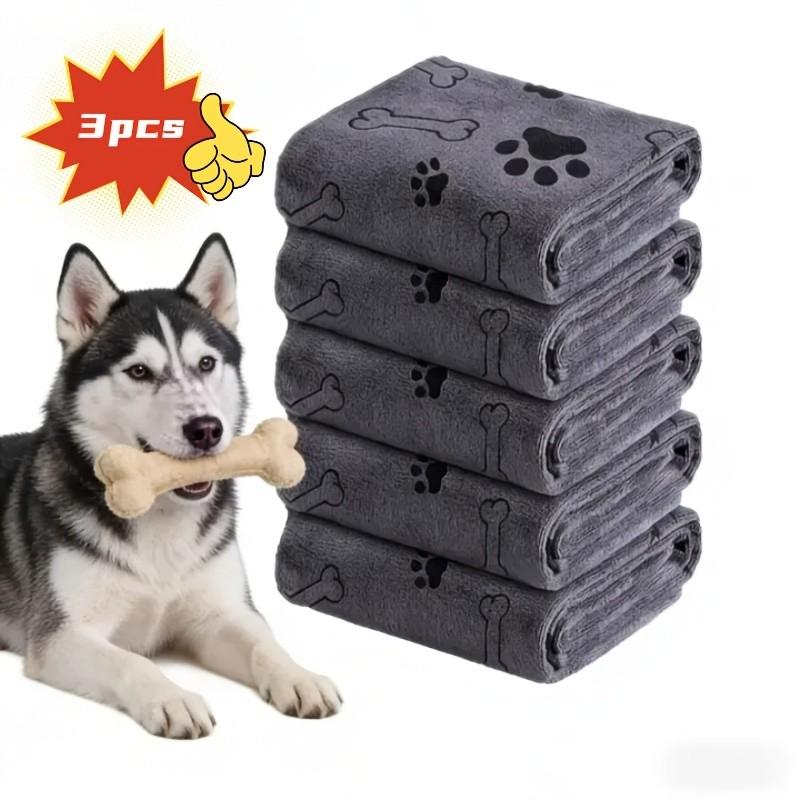 3-Pack Pet Towels, Fast Drying Absorbent, Soft Bathing Towels for Dogs and Cats, Ideal for Small Medium Pets, Christmas and Halloween Gifts