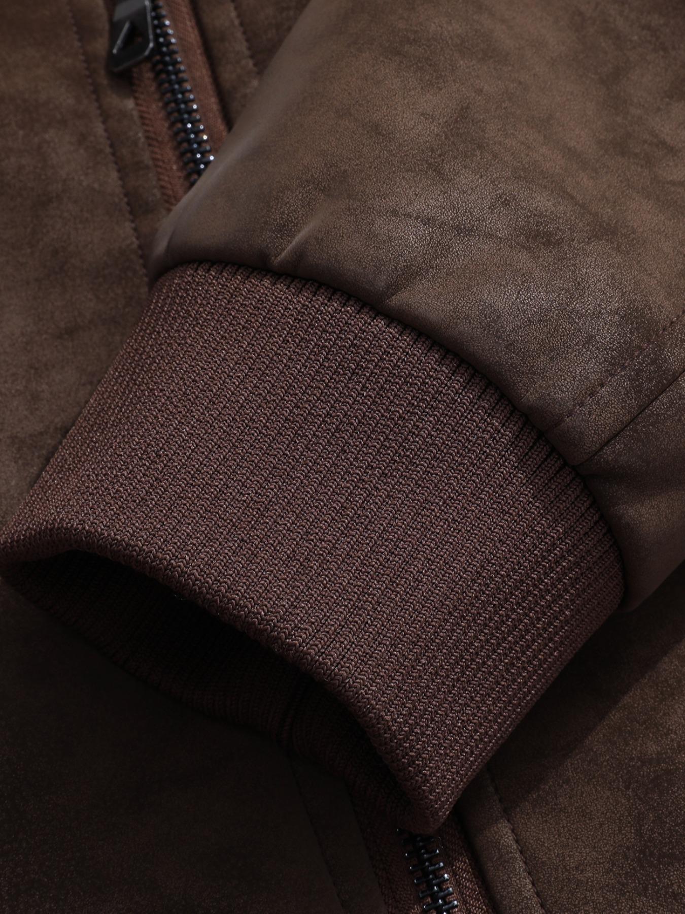 Men's PU Leather Jacket, Stand Collar Slim Fit Outdoor Windproof Coat, Artificial Leather Outerwear, Casual Fashion Jacket, Casual Athletic Jacket