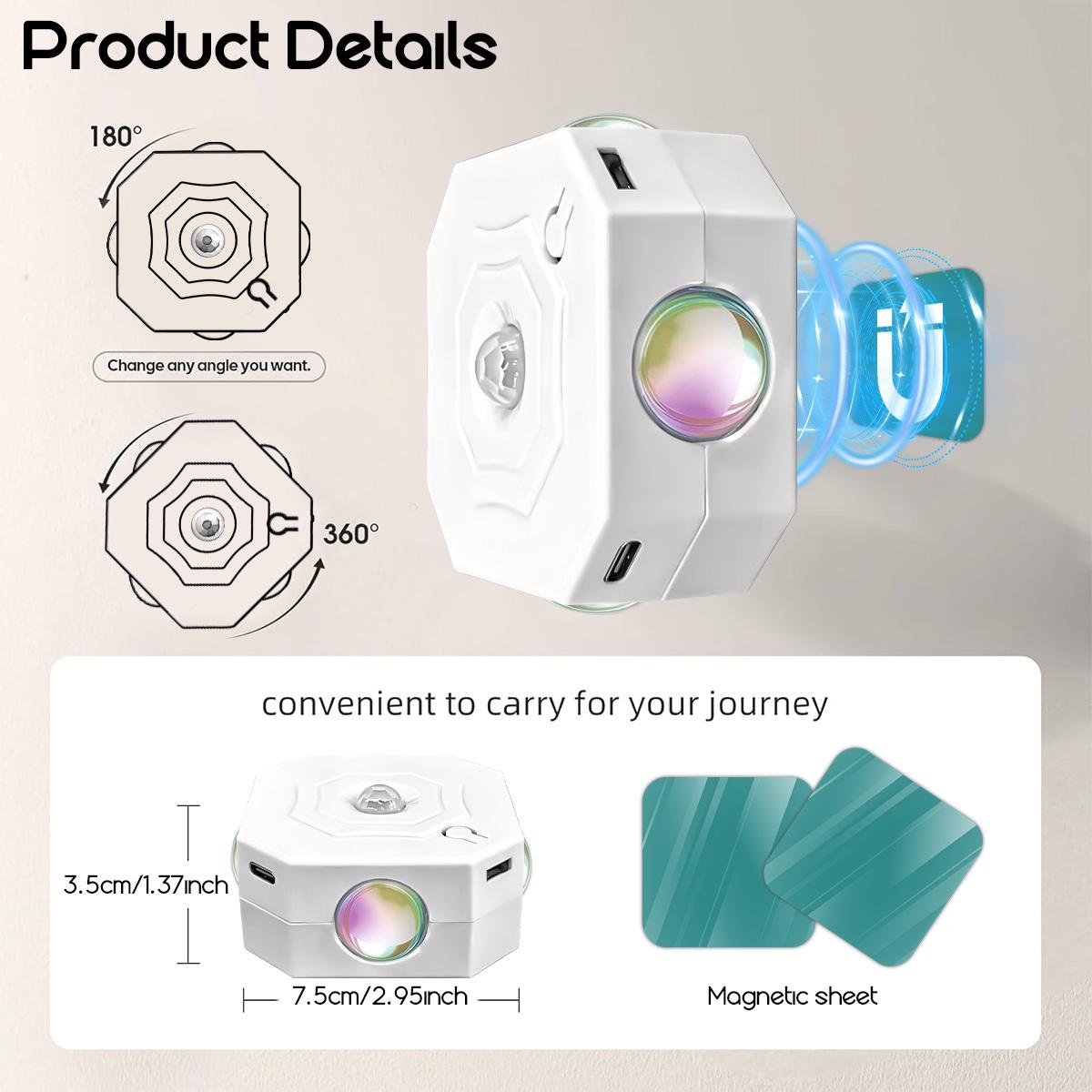 1Pc 4-Head Cat Eye LED Wall Light, Motion Sensor & Touch Control, RGB Color Adjustable USB Rechargeable Night Light, Wall-Mounted for Living Room Bedroom Closet, Suitable for Christmas, Valentine's Day and Halloween atmosphere decoration