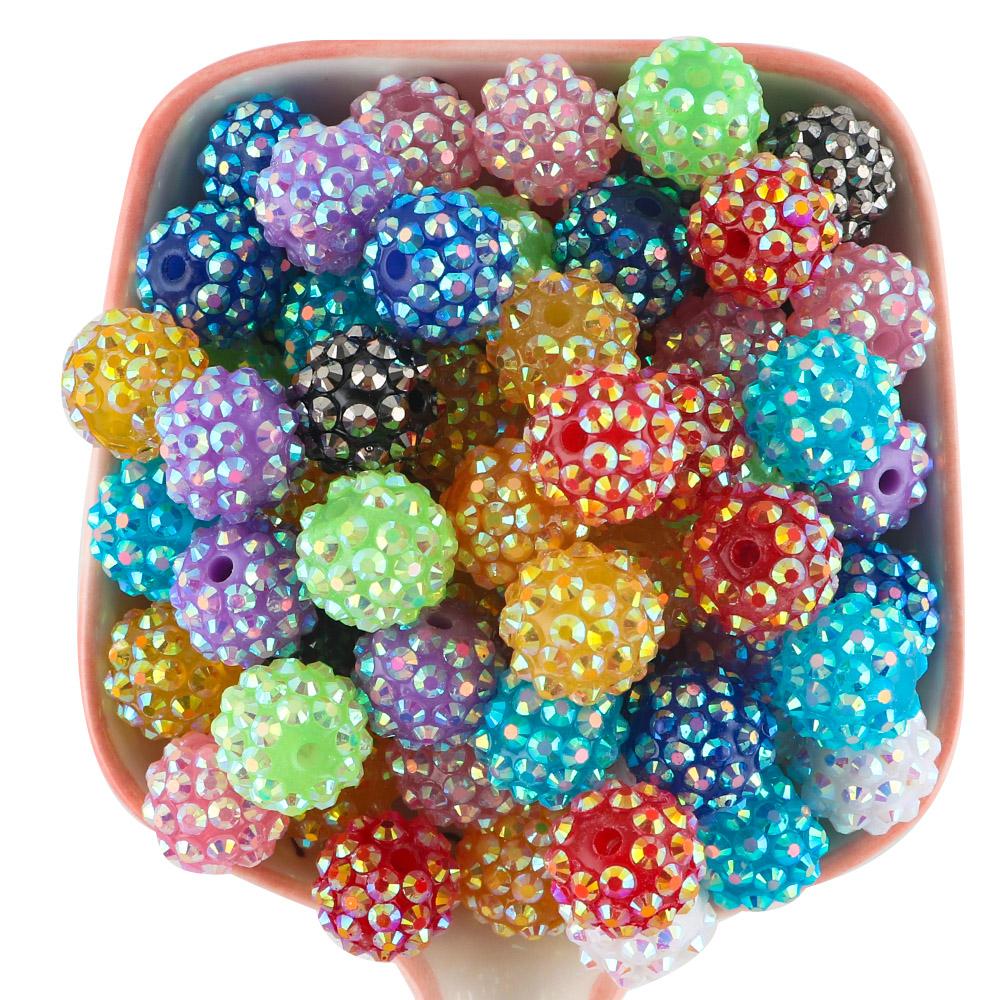 24pcs 14/16/20mm Resin Bayberry Ball Rhinestone Beads, Fashionable and Exquisite Acrylic Beads, Suitable for Pen Accessories, Bracelets Jewelry Making DIY Decorative Accessories