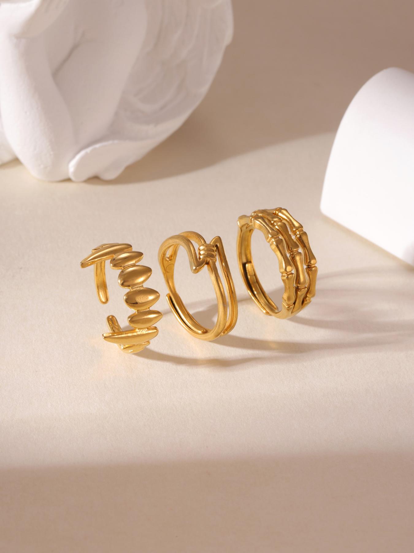 3-Piece Layered Fork Ring Set for Women, Stylish Daily Wear Jewelry, Trendy Accessories for Everyday Use