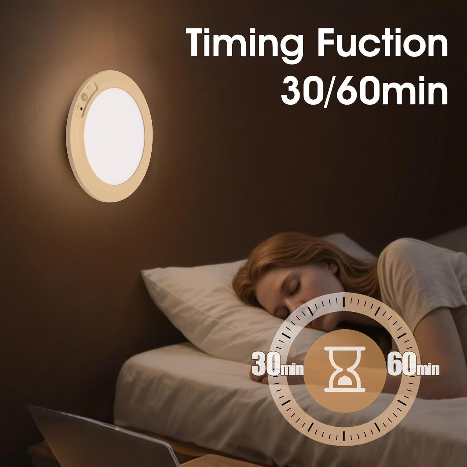 Battery Powered Ceiling Light Rechargeable Motion Sensor Lamp Indoor Wireless Shower Light with Remote Control Adjustable Lighting 3000k 4500k 6500k Adjustable Timer