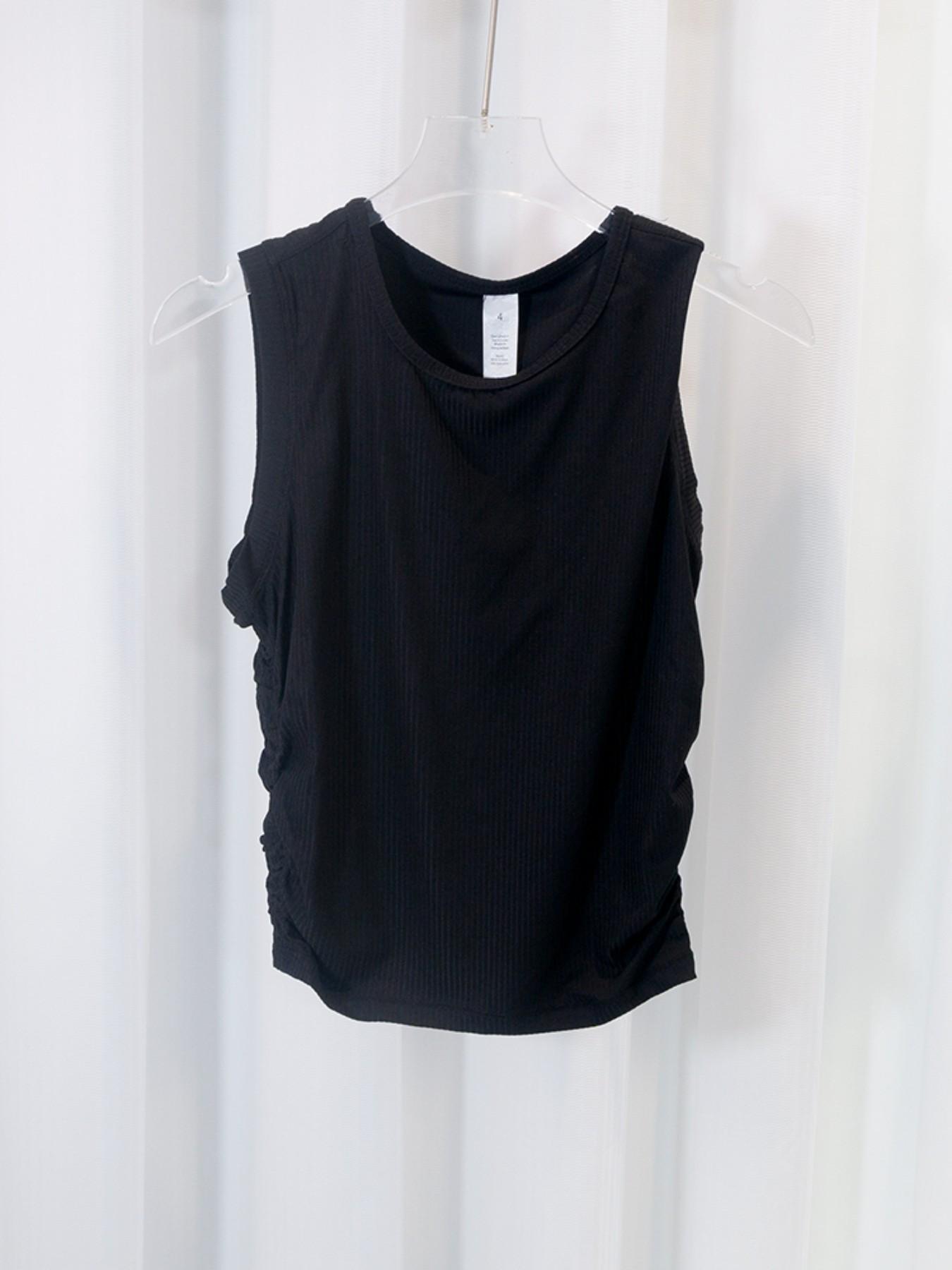 Nyxalulu Summer Yoga Top, Ribbed Sleeveless Tank, High Waist Slim Fit, Quick-Dry Sportswear, Casual Workout Tee, Pilates Apparel