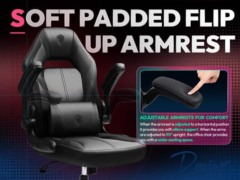 Dowinx Gaming Chair -  Ergonomic gaming chair with breathable PU leather and pocket spring cushion – featuring lumbar support and 360° swivel adjustability, delivering ultimate comfort for intense gaming sessions, available in multiple colors