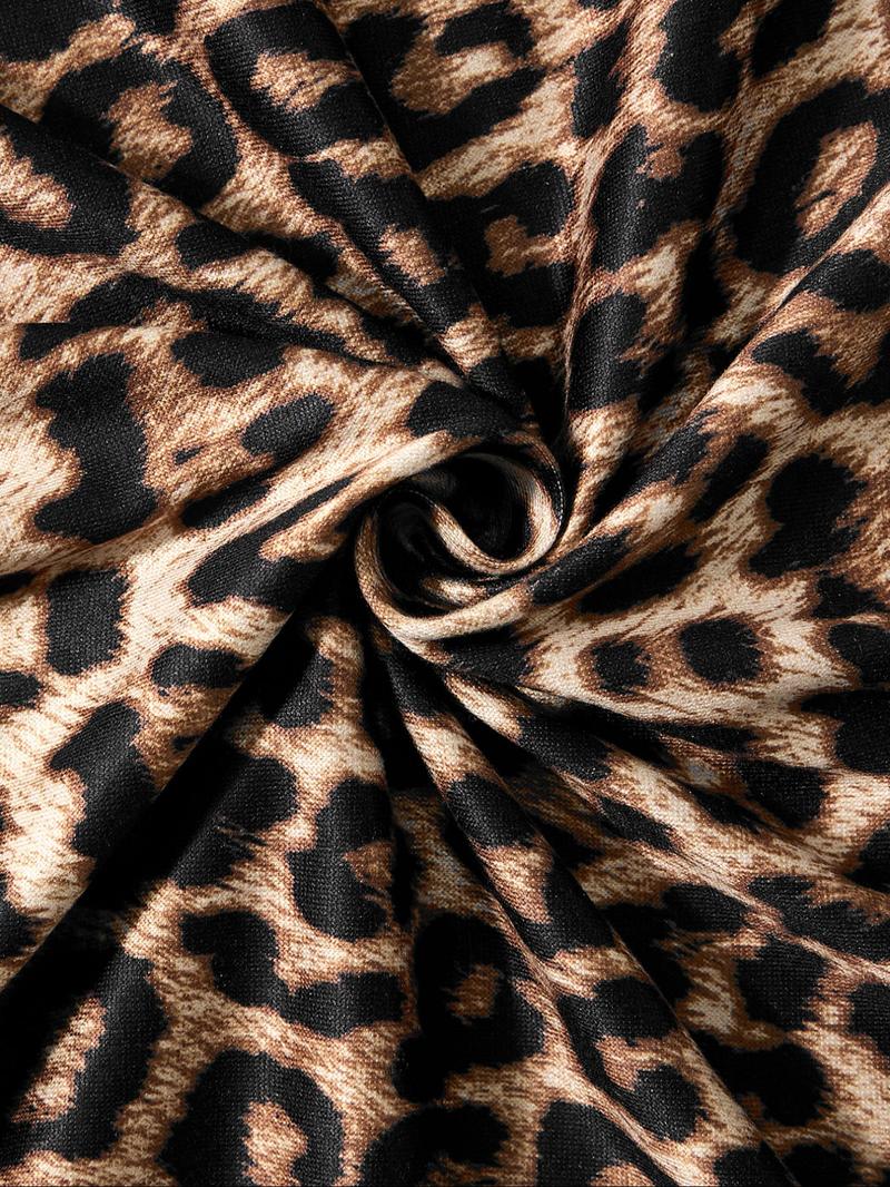 Women's Leopard Print Loungewear Two-piece Set, Elegant Casual Comfy Round Neck Short Sleeve Top & Elastic Waist Wide Leg Pants PJ Set for Indoor Outdoor Wear, Ladies Sleepwear for All Seasons, Matching Lounge Sets, Leopard Print Pajamas