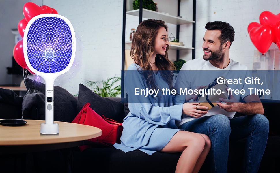 Viyawise Outdoorfun Powerful Bug Zapper Indoor & Outdoor - 10-LED Mosquito Zapper with Large Mesh, Rechargeable Gnat Killer, LED Display & Safe Fly Swatter for Home Use