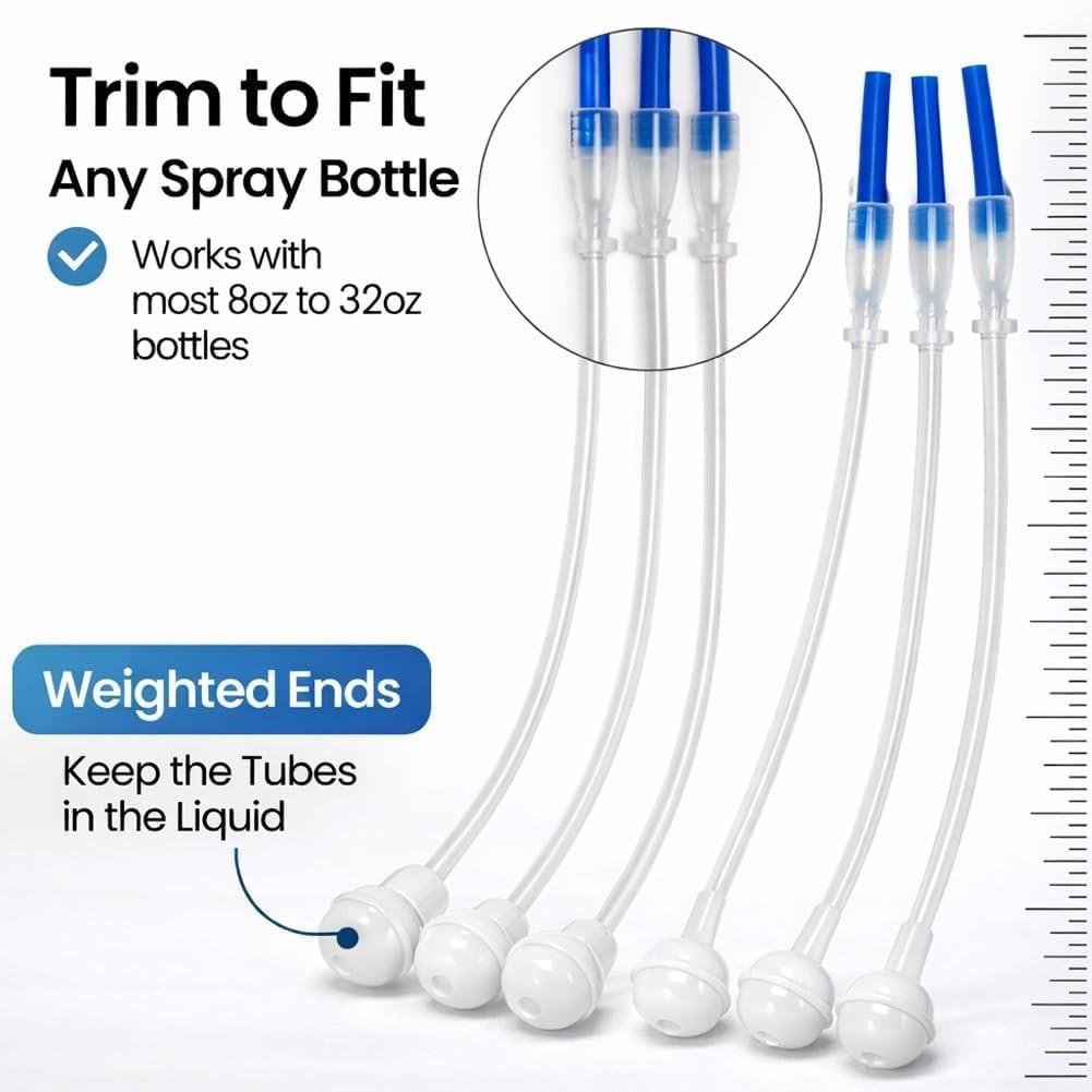 3 PCS Universal Fit 360° Spray Bottle Adapter, Includes Spray Bottle + Nozzle, Weighted Tube Replacement for Sprayers, Upside Down Multi-Angle Sprayer Attachment