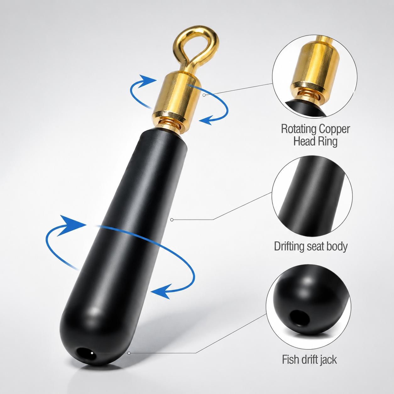 Anti-Tangle Nickel-Plated 360° Swivel Fishing Float Stop, High-Elastic Wear-Resistant Rubber Bobber Stopper for LED Night Fishing Floats, Deep Sea Rock & Offshore Fishing. Choose 10 or 50 Packs.