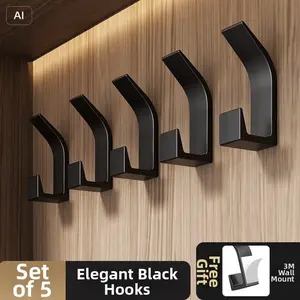 No-Drill Hook Strong Adhesive Backing, Kitchen Door Rear Bathroom Wall Mount, Invisible Clothes Hanger, Hat Rack, No Trace Hooks