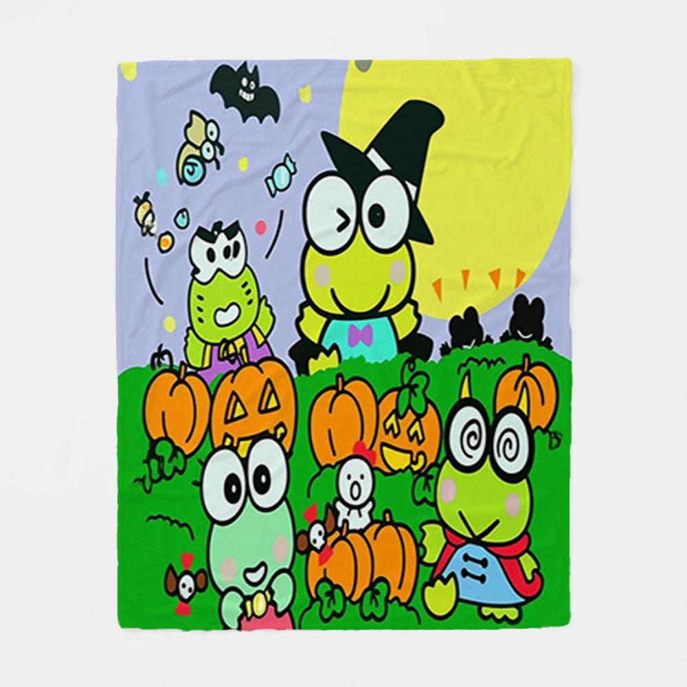 Keroppi Cartoon Pattern Blanket, Thick Fleece Blanket, Warm Blanket for Bedroom, Couple-Exclusive Blanket, Oversized Sofa Blanket, Throw Blanket for Living Room
