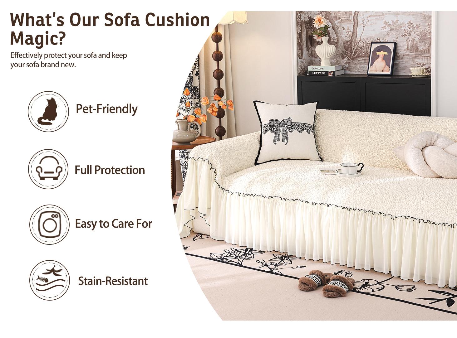 Soft Comfortable Plain Color Dustproof Sofa Cover, 1-Piece Dust-Proof Sofa Protector for Living Room & Office, Reusable Anti-Dust Cover