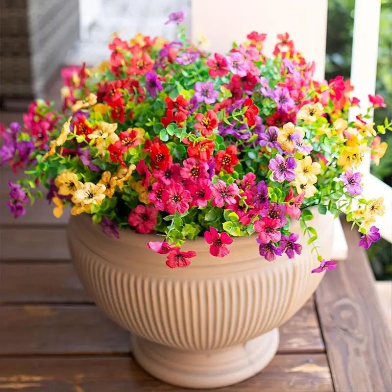 Artificial Flower (12/24pcs/set), UV Resistant Colorful Fake Flower, Decorative Bouquet for Home Garden Party Wedding Decor, Artificial Flowers Bouquet