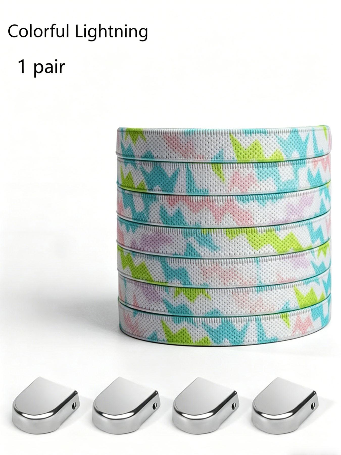Dreamy Tie-Dye Lazy Shoelace, No-Tie Press Button, Gradient Color, Elastic Stretch, Wide Strap, for Sneakers, Dad Shoes, Sports Shoes, Commute, DIY Footwear