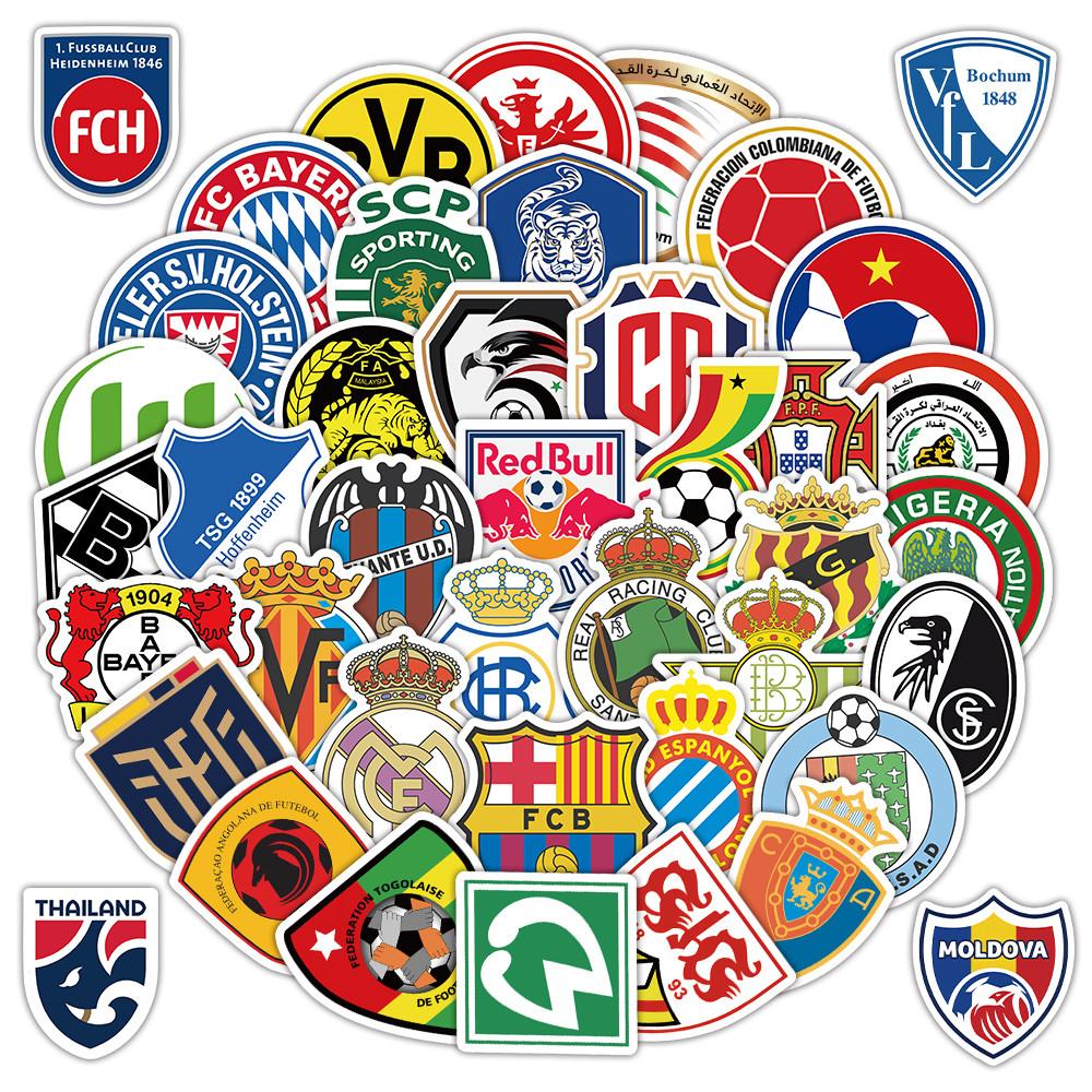 60 Sheets Football Team Logo Stickers, Sports Soccer Club Decals for Phone Case Laptop Water Bottle Decor