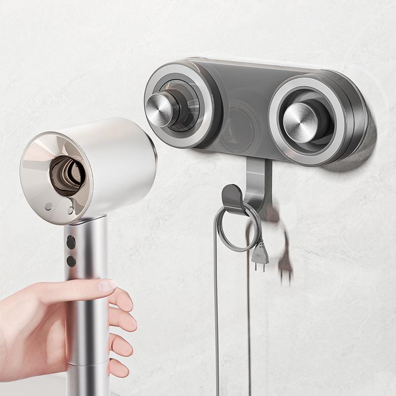 Suction Cup Magnetic Hair Dryer Holder, Wall-Mounted No-Drill Bathroom Rack, Compatible with Dyson Leifeng, Space-Saving Design