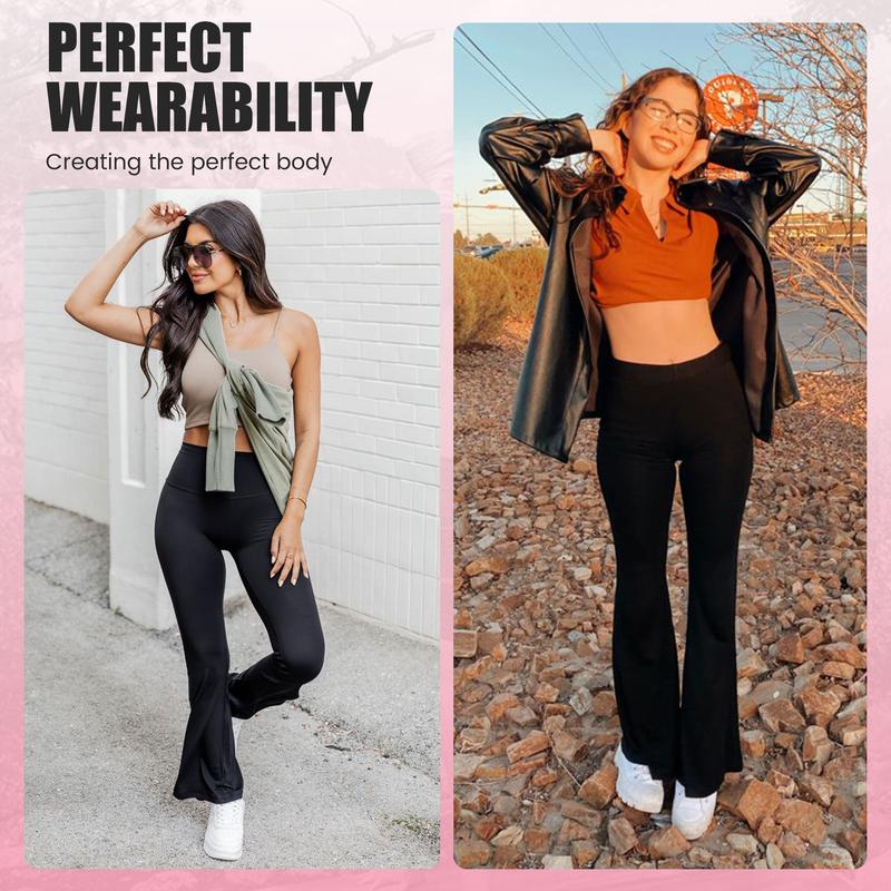 Viconow Flare Leggings for Women with Pockets - High Waist Bike Pants for Gym Workout Yoga Solid Color Casual Wear