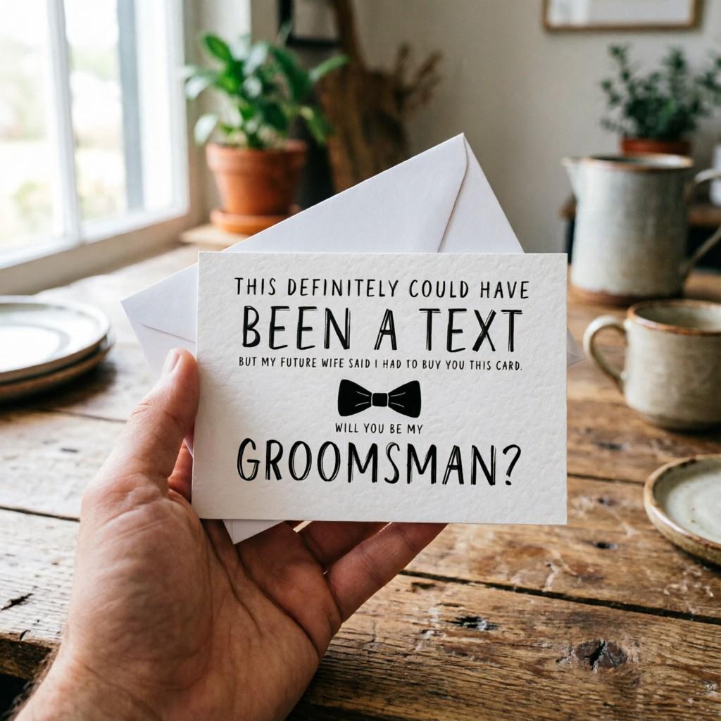 5 Funny Wedding Groomsman Invitation Cards, Creative Gift for Best Man, Includes Envelope, Perfect for Pre-Wedding Party Surprises