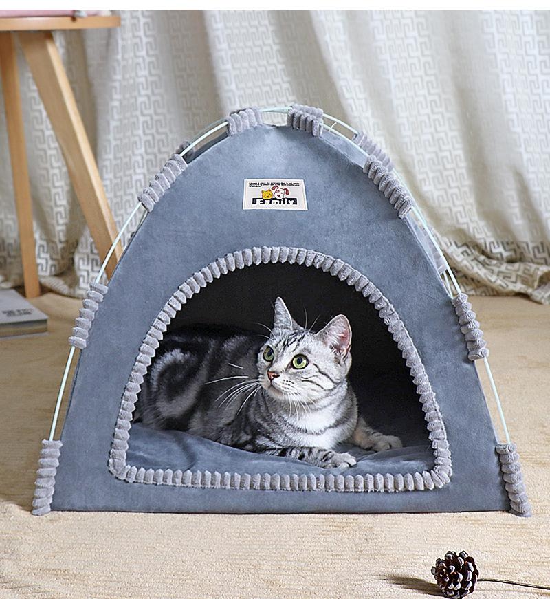 Foldable Pet Tent -Indoor Bed With Double-sided Cushion - Pet Tent for Cats ,Puppies, Rabbits, Guinea Pigs, Hedgehogs, and Other Small Animals,Cat House