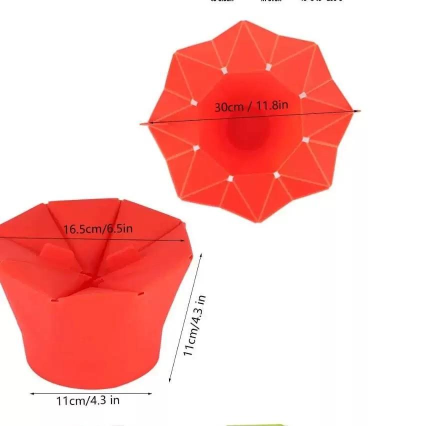 Foldable Silicone Popcorn Bucket, Microwave Safe with Handle, Heat Resistant Reusable Container, Food Grade BPA Free, Creative Popcorn Maker