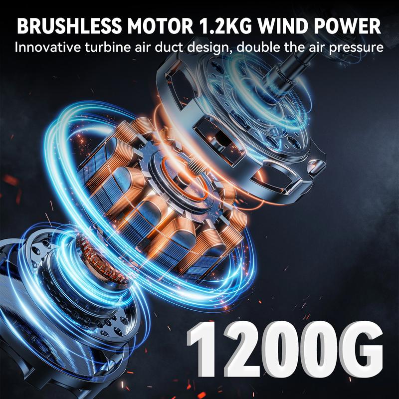 Turbo Jet Blower, Wireless Powered Mini Jet Blower, Impact Portable Snow Removal Device for Cars, Battery with 2*4000mAh Batteries, 576 km/h Brushless Snow Blower, 28000 RPM for Blowing Leaves, Snow, Dust, Blowing Force 1.2 kg (Blue) Tool Kit